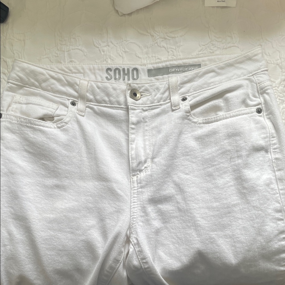 DKNY Women's High Rise White Jeans